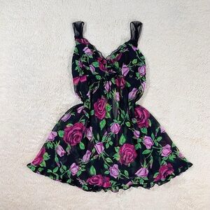 betsey johnson black + pink floral chemise